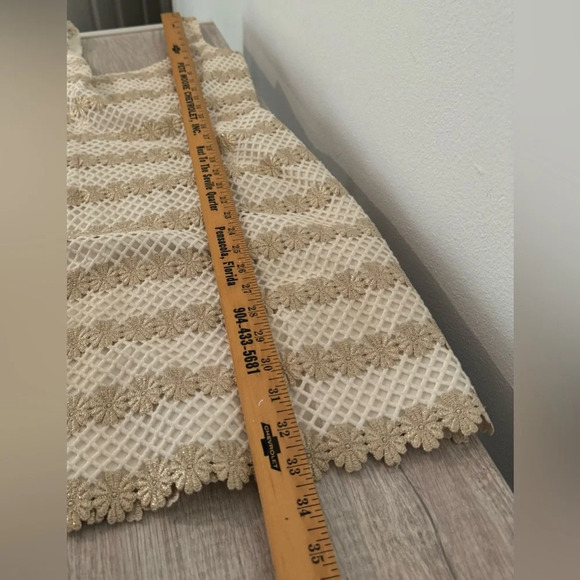 Lilly Pulitzer Meredith Shift Gold Metallic Lotti Daisy Lace Crochet Party Sz 0 - Picture 4 of 9